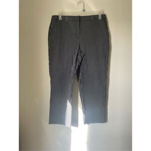 Talbots Womens 12 Stretch Black and White Striped Straight Leg Pants